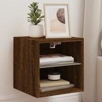 TV Wall Cabinet with LED Lights Brown Oak 30x28.5x30 cm