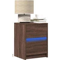 Bedside Cabinets with LED Lights 2 pcs Brown Oak Engineered Wood