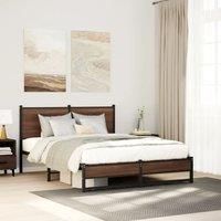 Metal Bed Frame without Mattress Brown Oak 140x200 cm