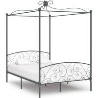 Canopy Bed Frame Grey Metal 140x200 cm