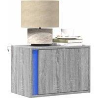 Wall-mounted Bedside Cabinets with LED Lights 2 pcs Grey Sonoma