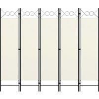 5-Panel Room Divider Cream White 200x180 cm
