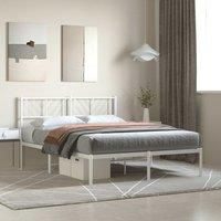 Metal Bed Frame with Headboard White 150x200 cm King Size