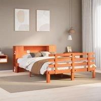 Bookcase Bed without Mattress Wax Brown 160x200cm Solid Wood Pine