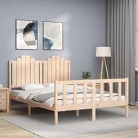 Bed Frame with Headboard Double Solid Wood