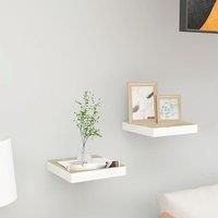 Floating Wall Shelves 2 pcs Oak and White 23x23.5x3.8 cm MDF