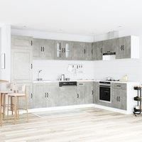 Kitchen Cabinet ""Kalmar"" with Double Basins Concrete Grey Engineered wood