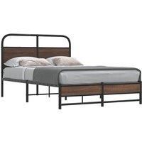 Bed Frame without Mattress 140x190 cm Brown Oak Engineered Wood