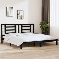 Bed Frame Black Solid Wood Pine 200x200 cm