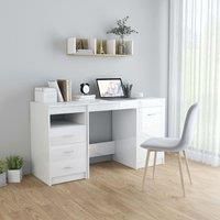 Desk High Gloss White 140x50x76 cm Engineered Wood