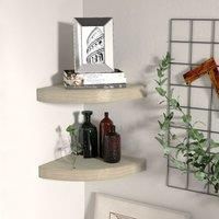 Floating Corner Shelves 2 pcs Oak 25x25x3.8 cm MDF