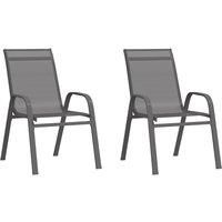Stackable Garden Chairs 2 pcs Grey Textilene Fabric