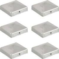 Pyramid Fence Post Caps 6 pcs Galvanised Metal 81x81 mm