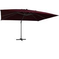Cantilever Umbrella with LED Lights Bordeaux Red 400x300 cm