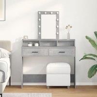 Dressing Table with LED LightsConcrete Grey 100x41x140 cm