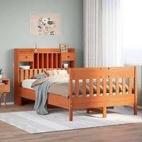 Bed Frame without Mattress Wax Brown 135x190 cm Solid Wood Pine