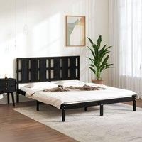 Bed Frame Black Solid Wood Pine 160x200 cm