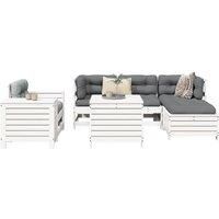 7 Piece Garden Sofa Set White Solid Wood Pine
