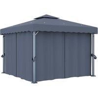 Gazebo with Curtain 3x3 m Anthracite Aluminium