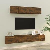 4 Piece TV Cabinet Set Smoked Oak Engineered Wood