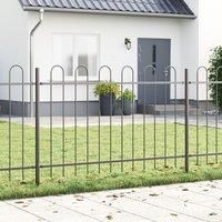 Garden Fence Set of 4 Grey Powder-Coated Steel 170 x 3.5 x 130 cm