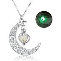 Glowing Moon And Pumpkin Necklace - 3 Colours! - Blue