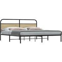 Metal Bed Frame without Mattress Sonoma Oak 180x200 cm Super King
