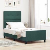 Dark Green Velvet Bed Frame 100x200 cm
