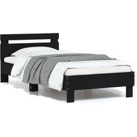 Bed Frame without Mattress with LED Lights Black 75x190 cm Small Single