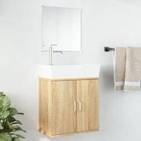2 Piece Bathroom Furniture Set Oak Engineered Wood