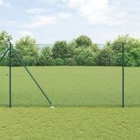 Welded Wire Fence with 7 Spike Posts Green 1.5x10 m Steel