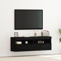 TV Wall Cabinets with LED Lights 2 pcs Black Oak 60x30x40 cm
