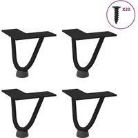 Hairpin Table Legs 4 pcs Black 10 cm Solid Steel