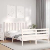 Bed Frame with Headboard White 140x190 cm Solid Wood