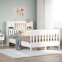 Bed Frame without Mattress White 135x190 cm Solid Wood Pine