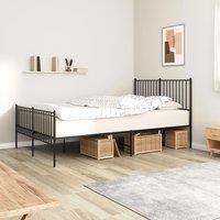 Metal Bed Frame with Headboard and Footboard Black 135x190 cm Double