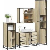 4Piece Bathroom Furniture SetSonoma Oak Engineered Wood