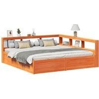 Bookcase Bed without Mattress Wax Brown 180x200cm Solid Wood Pine