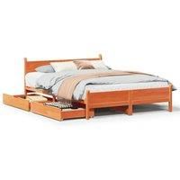 Bed Frame without Mattress Wax Brown 140x190 cm Solid Wood Pine
