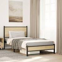 Metal Bed Frame without Mattress Sonoma Oak 100x200 cm
