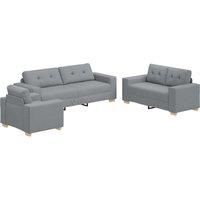 3 Piece Sofa Set with Cushions Light Grey Fabric