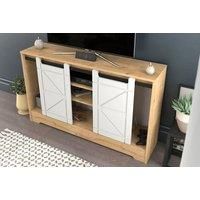 Barn Door Home Tv Storage Unit - 2 Colours! - White