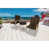 Leather Rattan Bistro Set With Table - 3 Pcs Set!