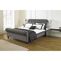 Luxury Grey Chesterfield Sleigh Bed With Orthopedic Mattress