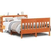 Bed Frame without Mattress Wax Brown 135x190 cm Double Solid Wood Pine