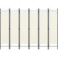 6-Panel Room Divider Cream White 240x180 cm