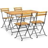5 Piece Folding Outdoor Dining Set Solid Acacia Wood