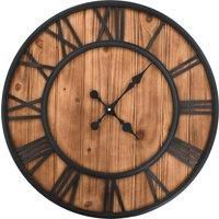 Vintage Wall Clock with Quartz Movement Wood and Metal 60cm XXL