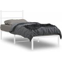 Metal Bed Frame without Mattress with Headboard White 80x200cm