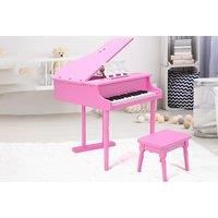 Kid'S Wooden Mini Grand Piano With Stool Toy - Gorgeous Pink Colour